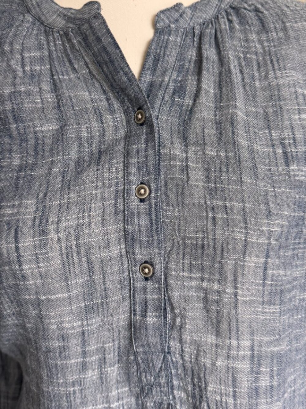 NWT CASLON Nordstrom chambray popover top shirt fringe hem Size Large Coastal - Picture 7 of 9
